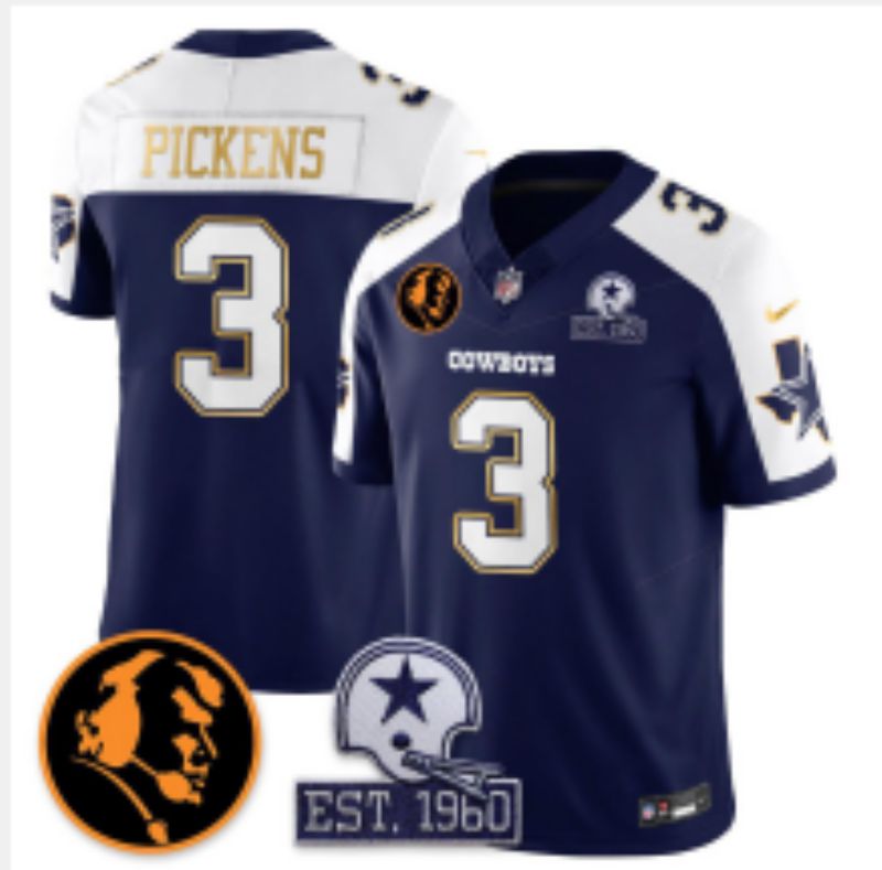 Men 2026 Dallas Cowboys #3 Pickens Blue 6th generations Nike Limited NFL Jersey style 01